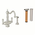 Perrin & Rowe Edwardian™ Two Handle Filter Kitchen Faucet Kit With Side Spray