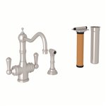 Perrin & Rowe Edwardian™ Two Handle Filter Kitchen Faucet Kit With Side Spray