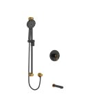 Riobel RIU Knurled KIT1244RUTMKN ½" 2-way Type T/P coaxial system with spout and hand shower rail