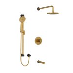 Riobel RIU Knurled KIT1345RUTM+KN Type T/P ½" coaxial 3-way system with hand shower rail, shower head and spout