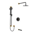 Riobel RIU Knurled KIT1345RUTM+KN Type T/P ½" coaxial 3-way system with hand shower rail, shower head and spout