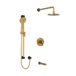 Riobel RIU Knurled KIT1345RUTMKN Type T/P ½" coaxial 3-way system with hand shower rail, shower head and spout