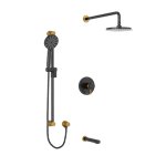 Riobel RIU Knurled KIT1345RUTMKN Type T/P ½" coaxial 3-way system with hand shower rail, shower head and spout