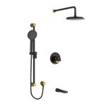 Riobel Ode KIT1345OD Type T/P (thermostatic/pressure balance) ½" coaxial 3-way system with hand shower rail, shower head and spo