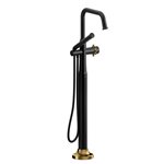 Riobel Momenti MMSQ39 2-way Type T (thermostatic) coaxial floor-mount tub filler with hand shower