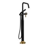 Riobel Momenti MMSQ39J 2-way Type T (thermostatic) coaxial floor-mount tub filler with hand shower