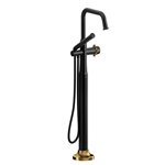 Riobel Momenti MMSQ39X 2-way Type T (thermostatic) coaxial floor-mount tub filler with hand shower