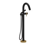 Riobel RIU Knurled RU39KN 2-way Type T (thermostatic) coaxial floor-mount tub filler with hand shower