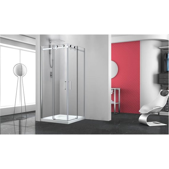 Zitta Bellini 36" x 36" chrome clear square corner shower door