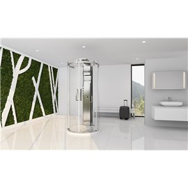 Zitta Bellini 42x42 chrome clear freestanding shower with column