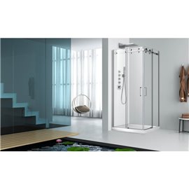 Zitta Piazza 36"x 36" chrome clear square corner shower door