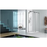 Zitta Piazza 36x36 chrome clear round corner shower door left side