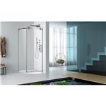 Zitta Piazza 36x36 chrome clear round corner shower door right side