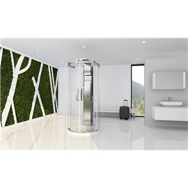 Zitta Piazza 42x42 chrome clear freestanding shower with column