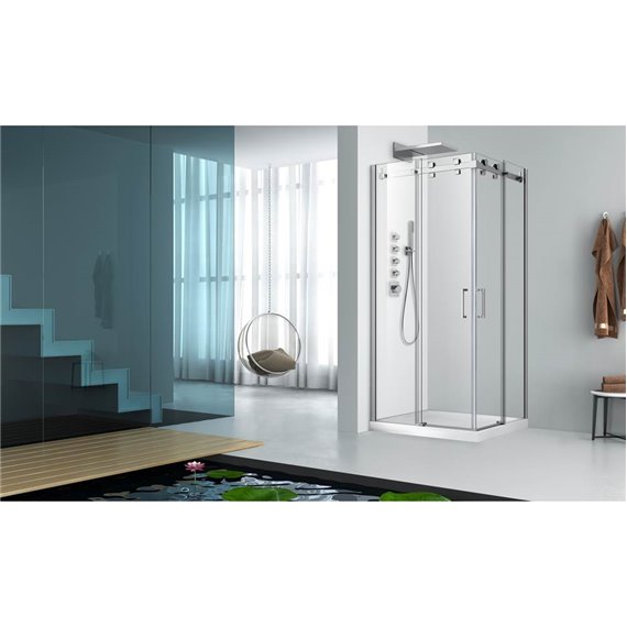 Zitta Piazza 42" x 42" chrome clear square corner shower door