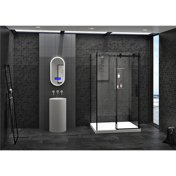 Zitta Piazza 60 straight shower door wall closing black clear