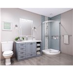 Zitta Vague 36x36 chrome clear corner shower door right side