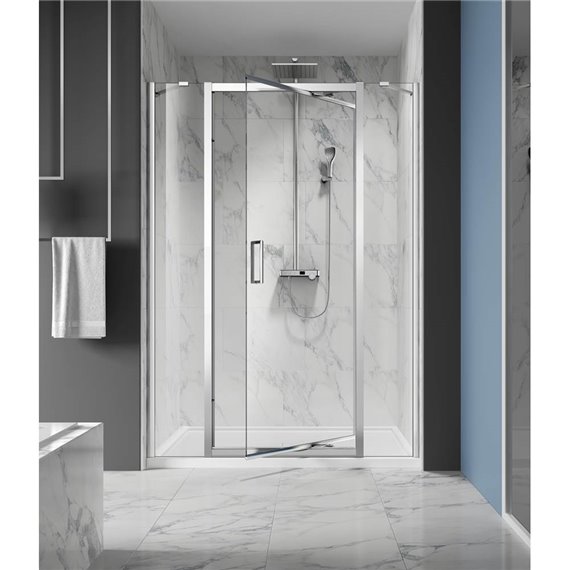 Zitta Xenia 48 chrome clear straight shower door 2 fix panel