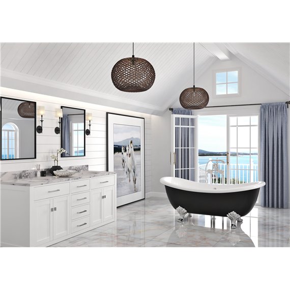 Slik Bathtub Harrogate cast iron white/ matte black with rivets finish 66 3/4'' x 30 1/8'' x 26 9/16''