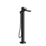 Riobel Zendo TZO39 2-way Type T (thermostatic) coaxial floor-mount tub filler with hand shower trim