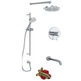 ROHL Tenerife 3-Way Thermostatic Shower Kit with Slidebar Showerhead and Spout