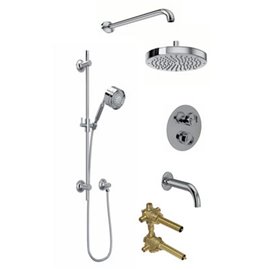 ROHL Eclissi 3-Way Thermostatic Shower Kit with Slidebar Showerhead and Spout