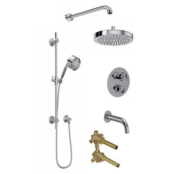 ROHL Eclissi 3-Way Thermostatic Shower Kit with Slidebar Showerhead and Spout