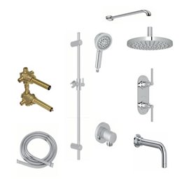 ROHL Lombardia 3-Way Thermostatic Shower Kit with Slidebar Showerhead and Spout