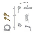 ROHL Lombardia 3-Way Thermostatic Shower Kit with Slidebar Showerhead and Spout