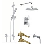 ROHL Miscelo 3-Way Thermostatic Shower Kit with Slidebar Showerhead and Spout