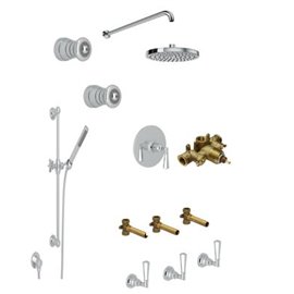 ROHL San Giovanni Thermostatic Shower Kit with 3 Exposed Shutff Vales Slidebar Showerhead and 2 Body Jets