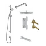 ROHL Quartile 3-Way Thermostatic Shower Kit with Slidebar Showerhead and Spout