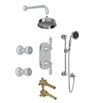 ROHL Acqui 3-Way Thermostatic Shower Kit with Slidebar Showerhead and 2 Body Jets