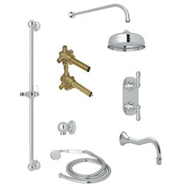 Perrin & Rowe Georgian Era 3-Way Thermostatic Shower Kit with Slidebar Showerhead and Spout