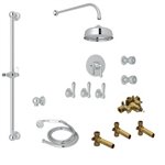 Perrin & Rowe Georgian Era Thermostatic Shower Kit with 3 Shutoff Valves Slidebar Showerhead and 2 Body Jets