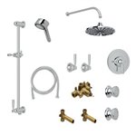 Perrin & Rowe Holborn Thermostatic Shower Kit with 2 Shutoff Valves Slidebar Showerhead and 2 Body Jets