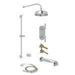 Perrin & Rowe Edwardian 3-Way Thermostatic Shower Kit with Slidebar Showerhead and Spout