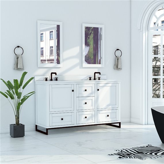 Virta Hampton Floor Mount 60" Double Sink Vanity with Metal Legs