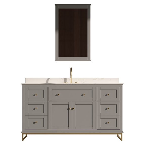 Virta Yasmine Floor Mount 60" Single Sink Vanity with Metal Legs