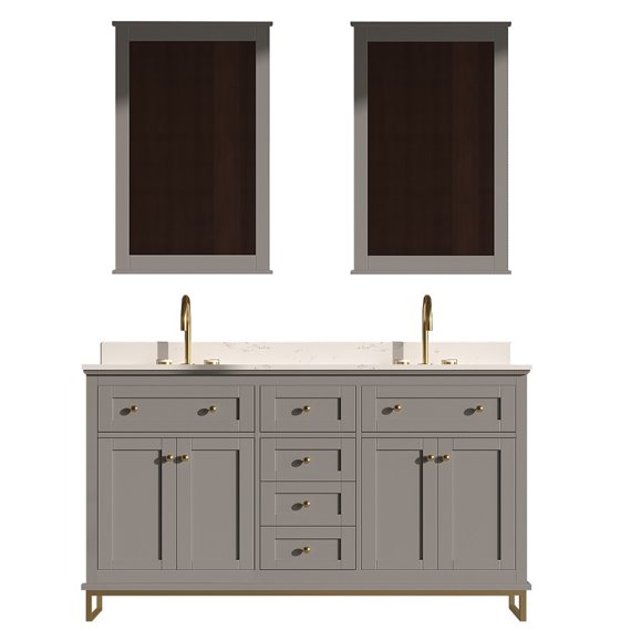 Virta Yasmine Floor Mount 60" Double Sink Vanity with Metal Legs