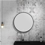 Virta 27 Inch Round Stone Framed Mirror with LED
