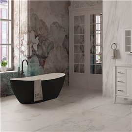 Virta Mina 64" Freestanding Acrylic Bathtub in a Black Finish with White Interior