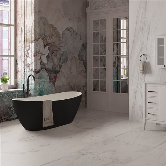 Mina 64" Freestanding Acrylic Bathtub in a Black Finish with White Interior