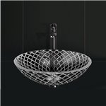 Virta 17 Inch Round Glass Top Mount Vessel Sink with Diamond Mosaic Pattern