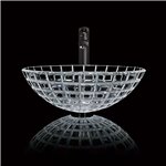 Virta 17 Inch Round Glass Top Mount Vessel Sink with Rectangular Mosaic Pattern