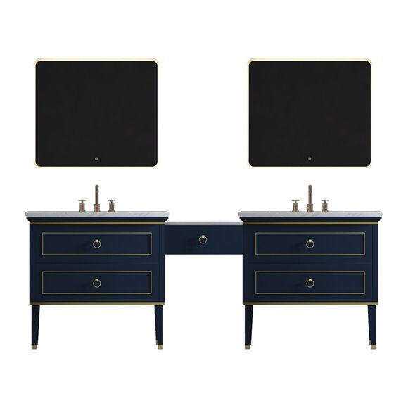 Virta Bluestar 94 Inch Floor Mount Double Sink Makeup Table Vanity