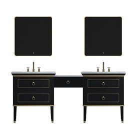 Virta Blackstar 70 Inch Floor Mount Double Sink Makeup Table Vanity