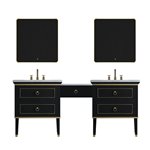 Virta Blackstar 70 Inch Floor Mount Double Sink Makeup Table Vanity