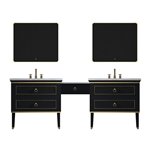 Virta Blackstar 94 Inch Floor Mount Double Sink Makeup Table Vanity