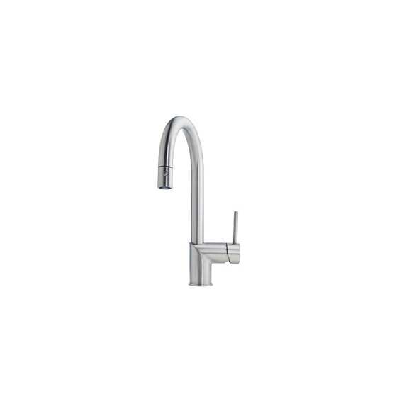 Kindred KFPD1150 Gooseneck pull down spray faucet dual stream Satin Nickel